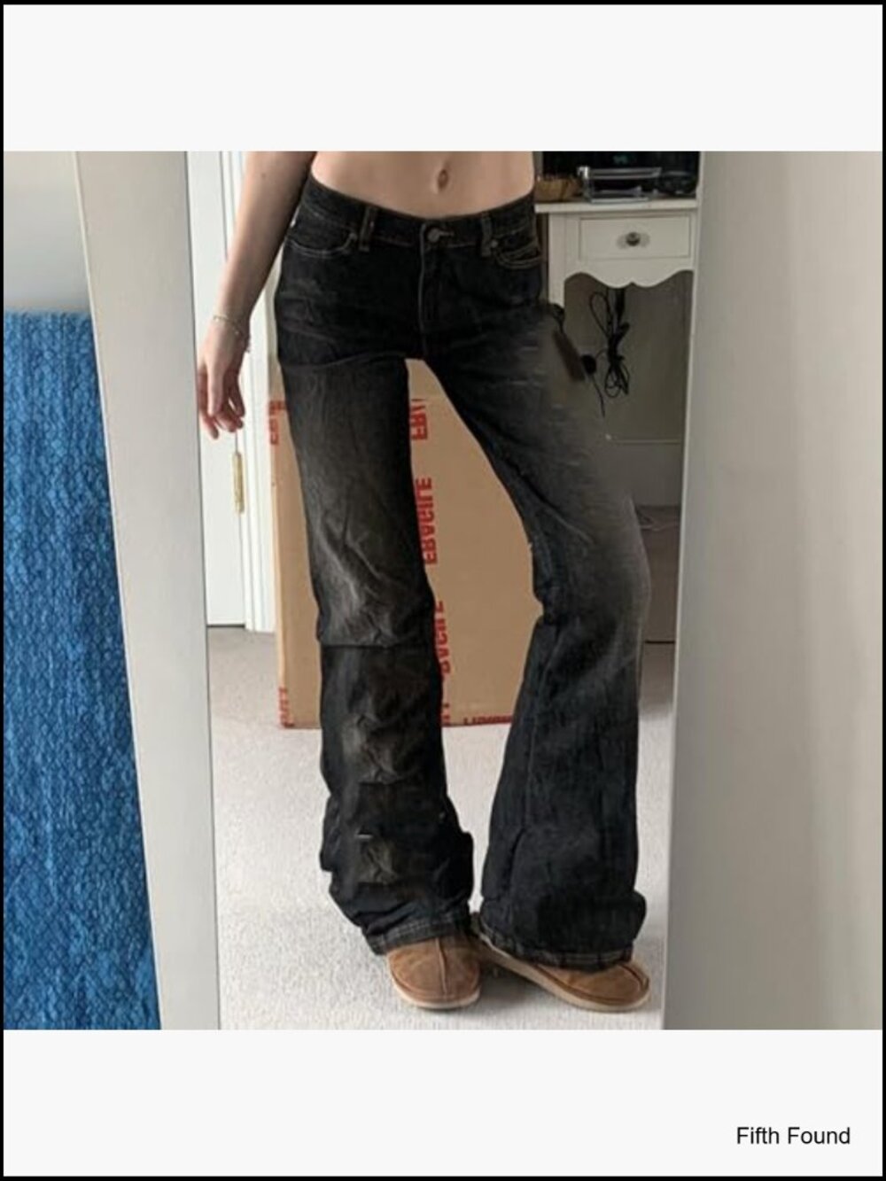 Y2K Bootcut Jeans Wide Leg Flared Denim Pants Low Rise Stretch Bell Bottom - Picture 2 of 4